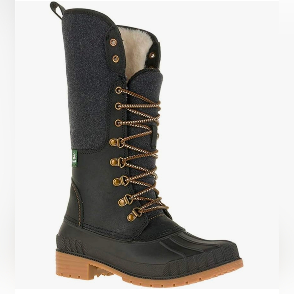 Kamik Shoes Sienna F2 Tall Winter Boots Black/Grey Lace Up Waterproof